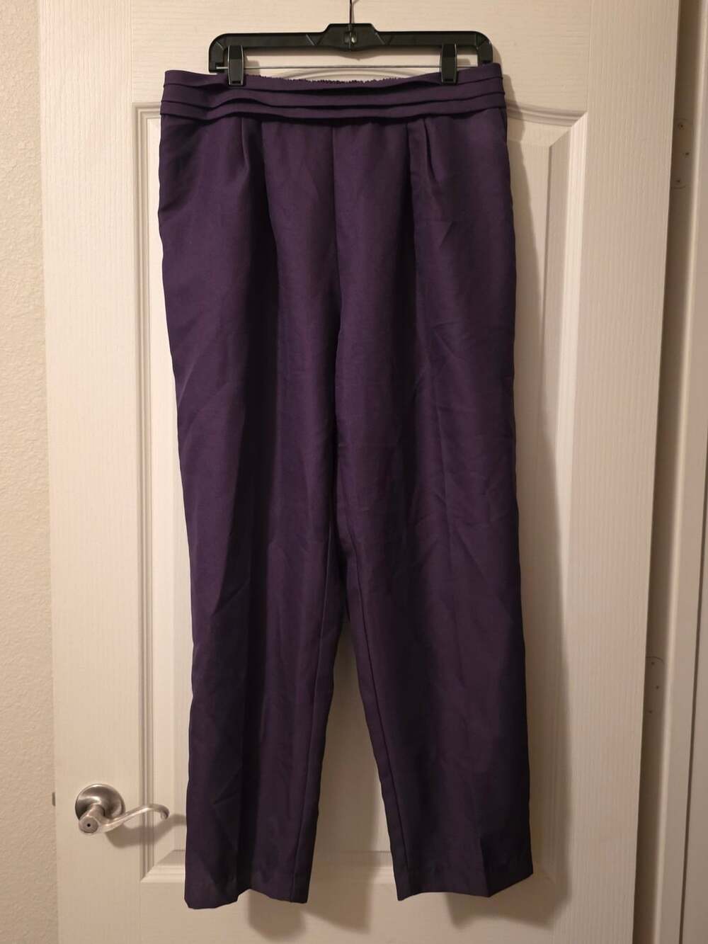 Denim 24/7 Pleated Purple Pants Size 18W High Waist Pull On Trousers